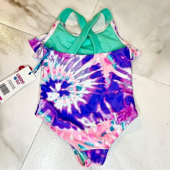 Limited too girls tie dye ruffle one piece swimsuit 2T purple pink NWT - Picture 5 of 8